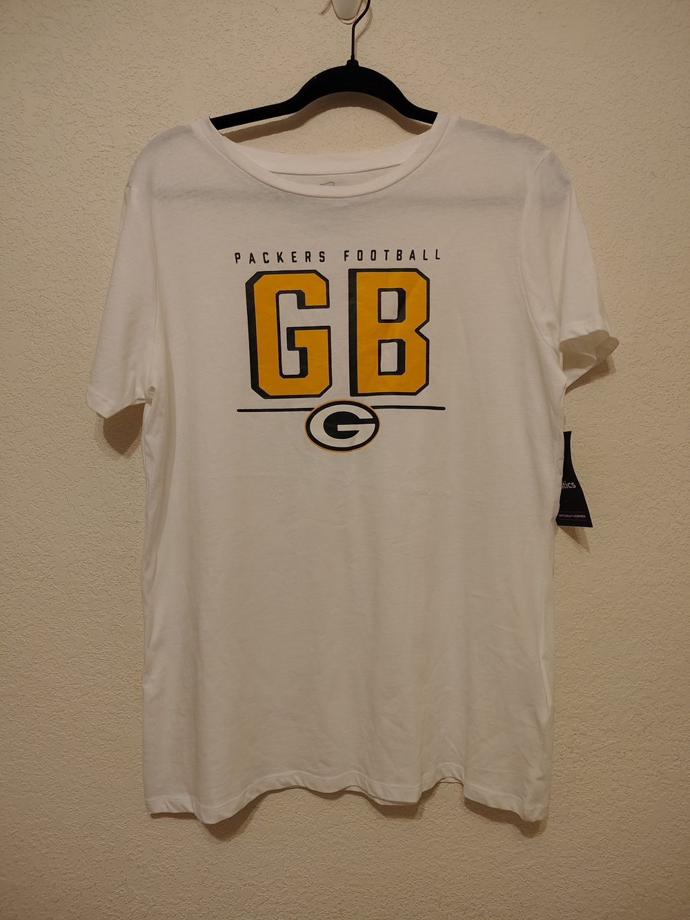 NWT Fanatics NFL White Women's Size L Green Bay Packers T-Shirt Green/Gold Logo